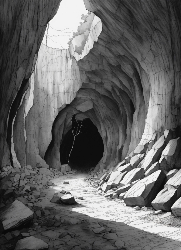 Black, Black-and-white, Cave, World, Body Of Water, Style