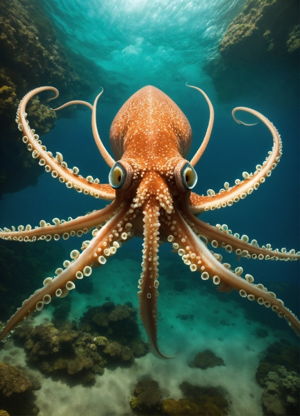 Blue Flower Background, Water, Marine Invertebrates, Natural Environment, Cephalopod, Organism