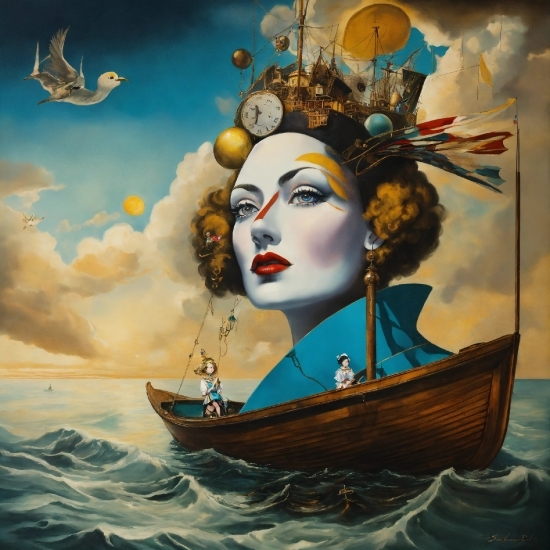 Boat, Water, Art, Painting, Lipstick, Cg Artwork