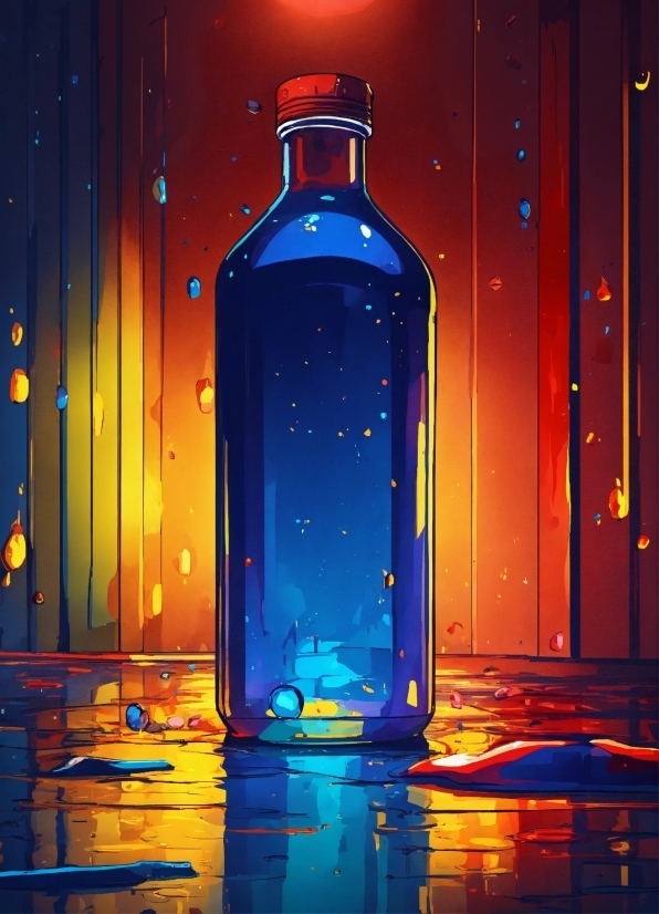 Bottle, Drinkware, Liquid, Light, Blue, Building