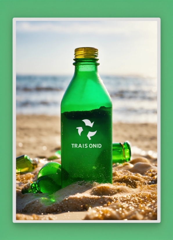 Bottle, Water, Liquid, Drinkware, Beach, Green