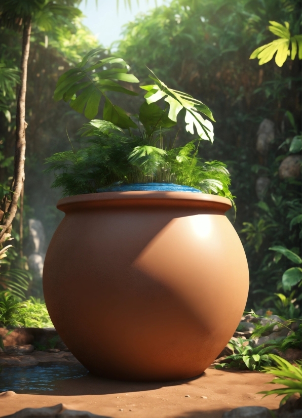 Brown, Plant, Flowerpot, Houseplant, Light, Vase
