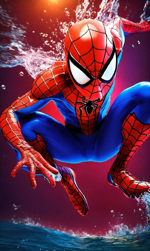 Cartoon, Art, Spider-man, Red, Electric Blue, Fictional Character