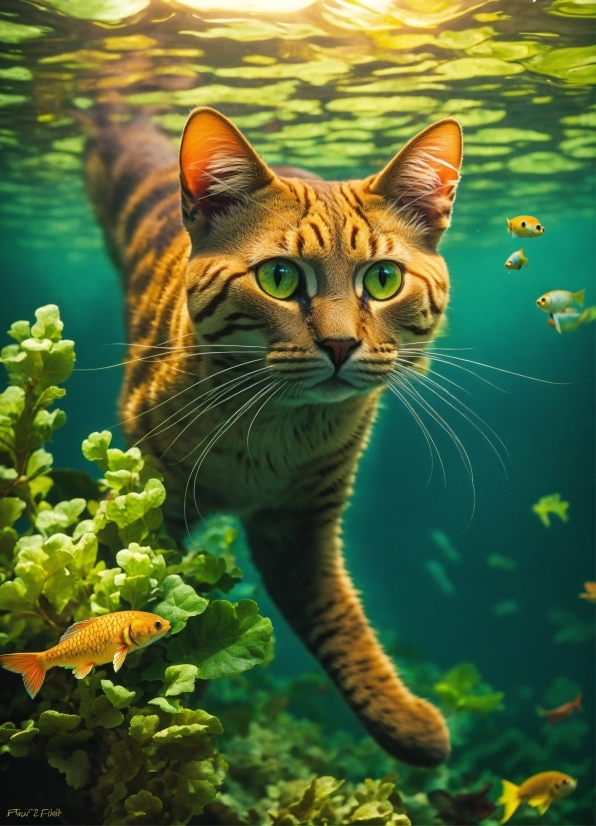 Cat, Plant, Vertebrate, Green, Felidae, Water