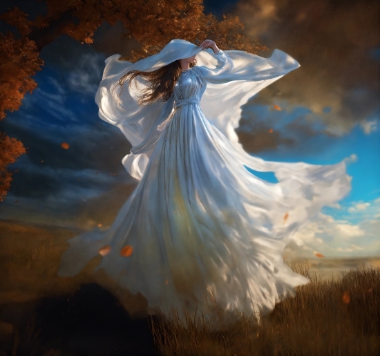 Cloud, Sky, People In Nature, Flash Photography, Dress, Feather