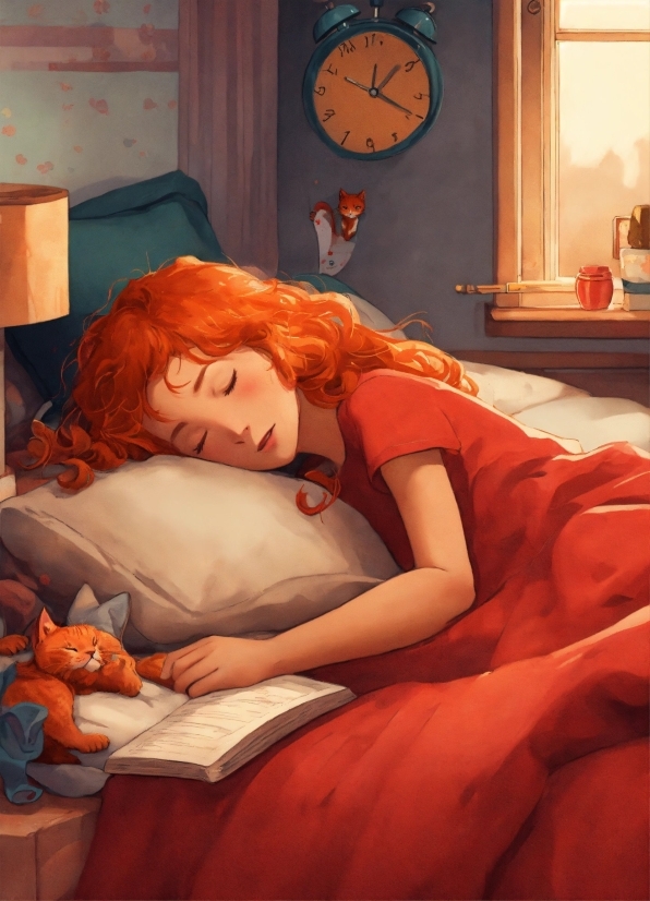 Comfort, Orange, Clock, Window, Red Hair, Thigh