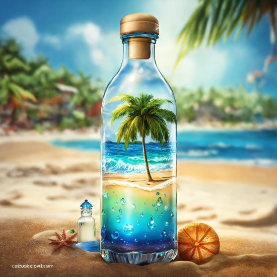 Crayon Ai Dall E, Water, Liquid, Drinkware, Bottle, Sky