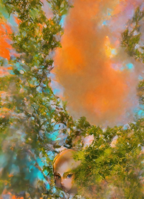 Crayon Ai Model Drawing, Branch, Orange, Vegetation, Natural Landscape, Sunlight