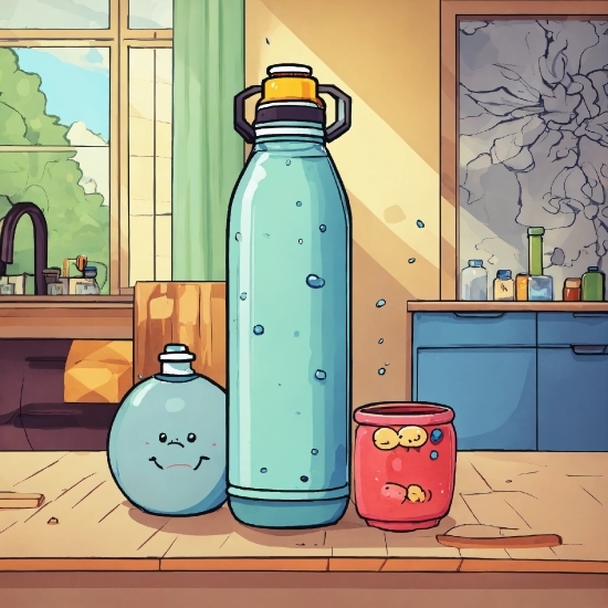 Drinkware, Liquid, Fluid, Plastic Bottle, Cartoon, Art