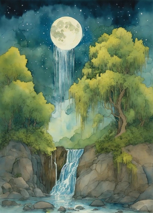 Ecoregion, Moon, Sky, World, Nature, Paint