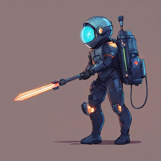 Electric Blue, Personal Protective Equipment, Machine, Toy, Machine Gun, Fictional Character