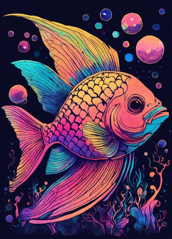 Fin, Organism, Art, Fish, Painting, Marine Biology