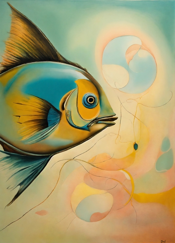 Fin, Organism, Paint, Painting, Art, Fish