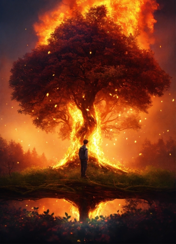 Fire, Atmospheric Phenomenon, Tree, Flame, Heat, Landscape