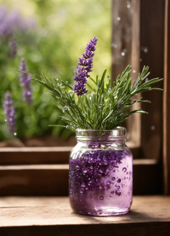 Flower, Plant, Purple, Flowerpot, Drinkware, Window