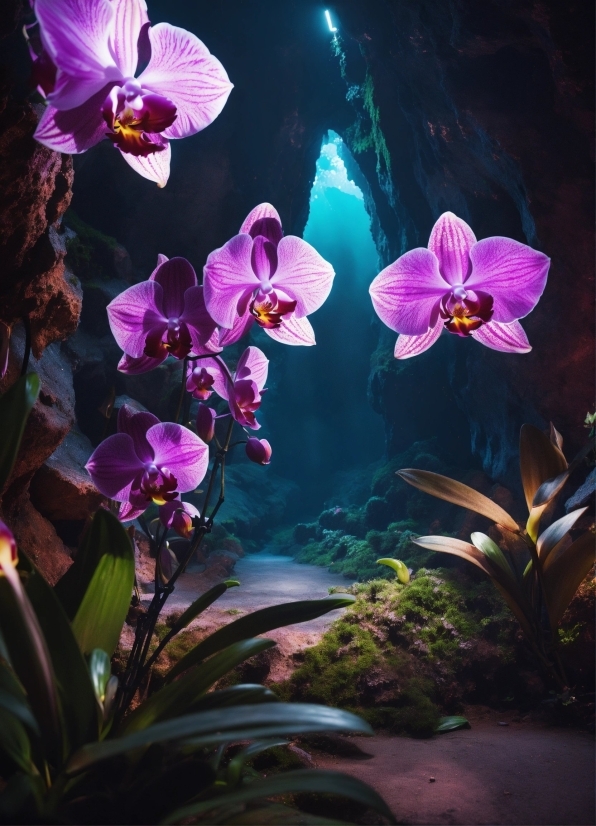 Flower, Plant, Purple, Light, Moth Orchid, Petal