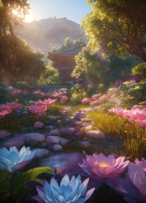 Flower, Plant, Sky, Plant Community, Light, Lotus