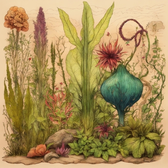 Flower, Plant, Terrestrial Plant, Organism, Painting, Grass