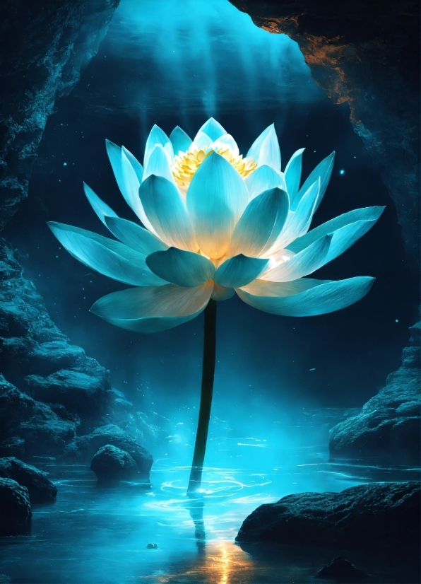Flower, Plant, Water, Lotus, Blue, Light