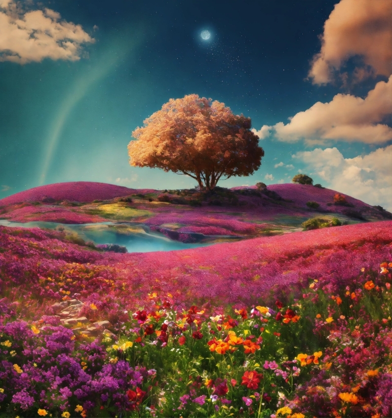 Flower, Sky, Cloud, Plant, Ecoregion, People In Nature