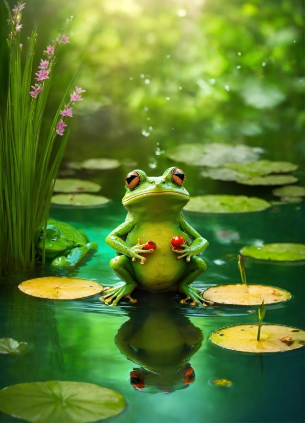 Free Art Generator Ai, Water, Frog, Liquid, Plant, Botany