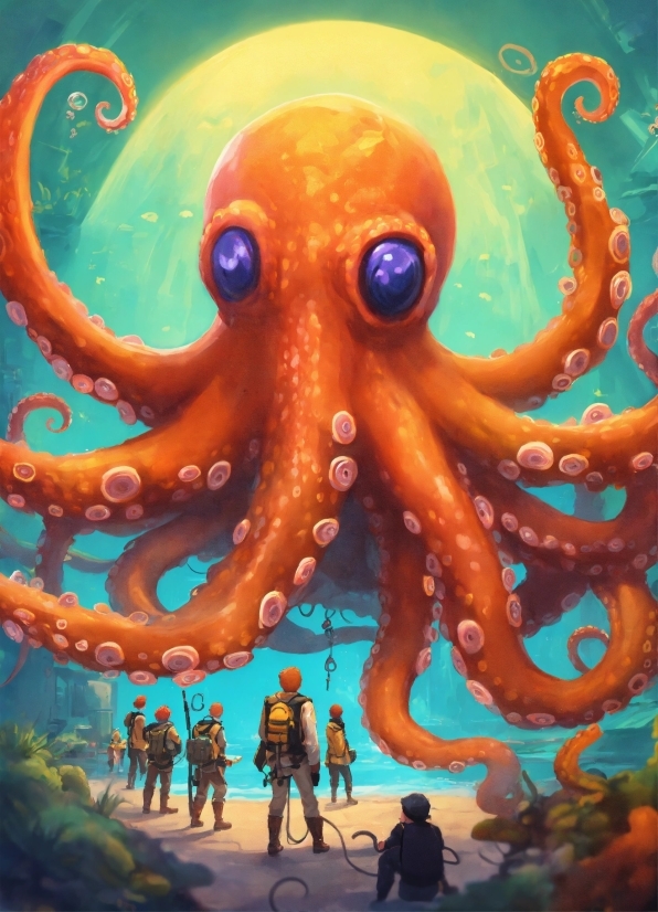 Giant Pacific Octopus, Octopus, Vertebrate, Marine Invertebrates, Light, Organism