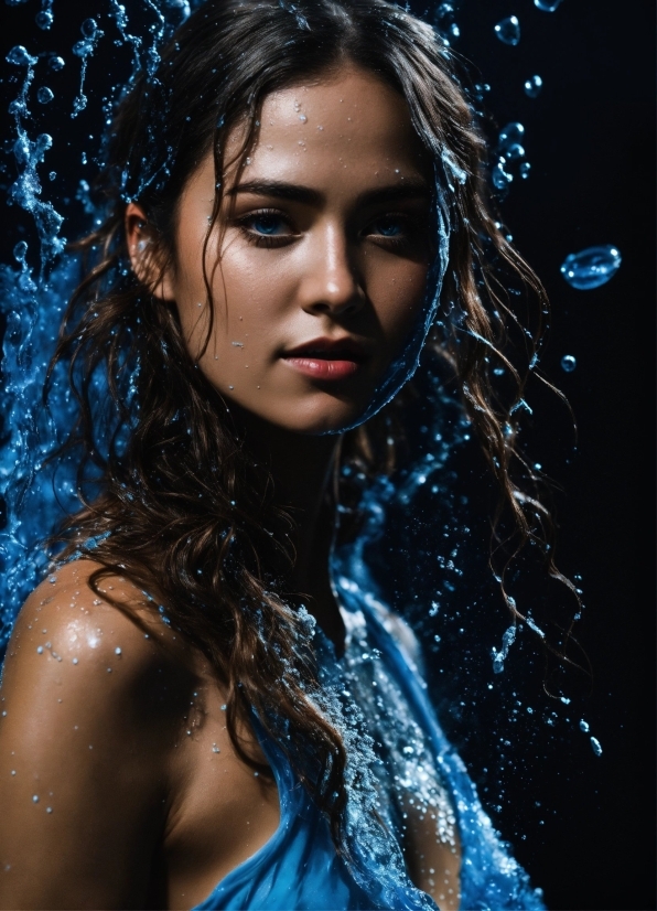 Hair, Lip, Water, Blue, Azure, Flash Photography