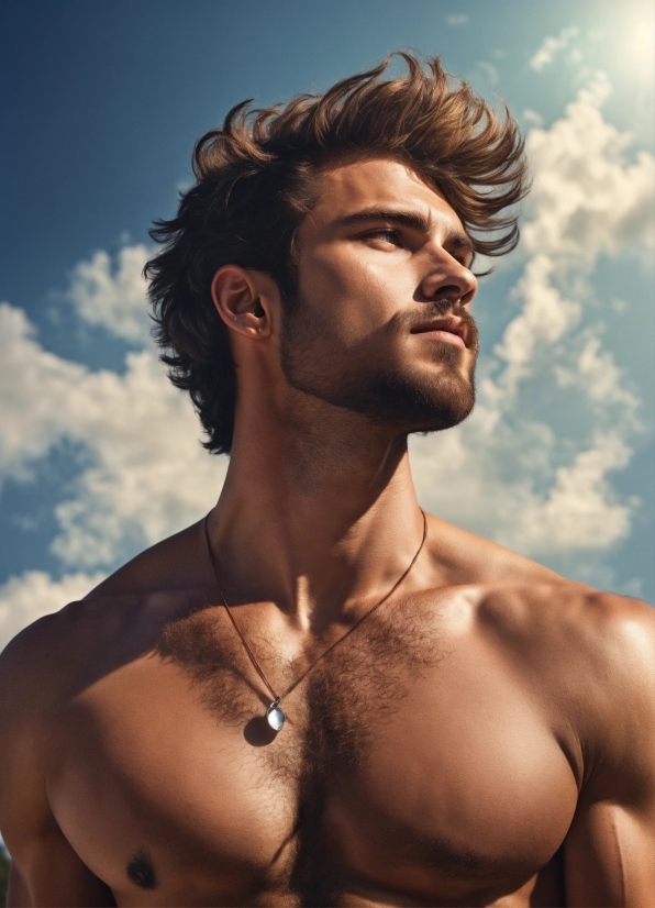 Hair, Sky, Cloud, Hairstyle, Muscle, Flash Photography