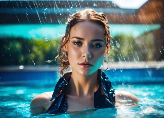 Hair, Water, Photograph, Eyebrow, Eyelash, Swimming Pool