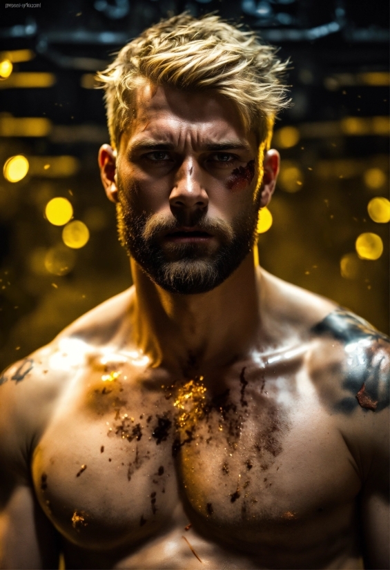 Hairstyle, Muscle, Beard, Neck, Flash Photography, Human Body