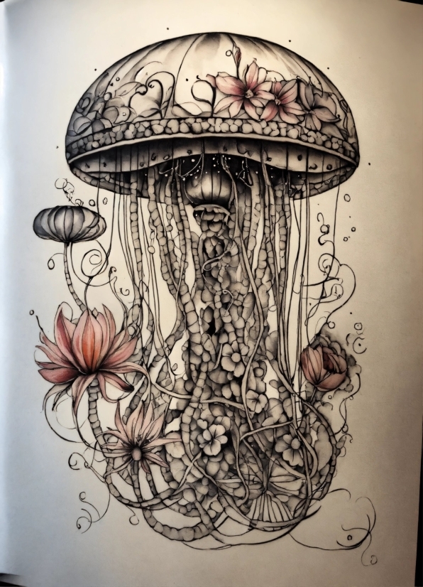 Head, Organism, Art, Font, Tints And Shades, Mushroom