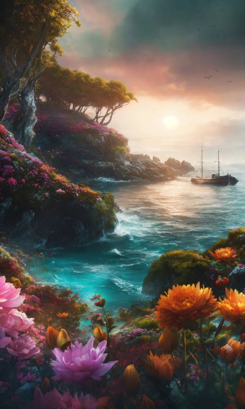 Holi Background Image, Water, Flower, Cloud, Plant, Sky