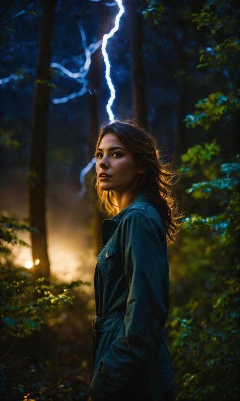 Lightning, Plant, Natural Environment, Flash Photography, People In Nature, Branch