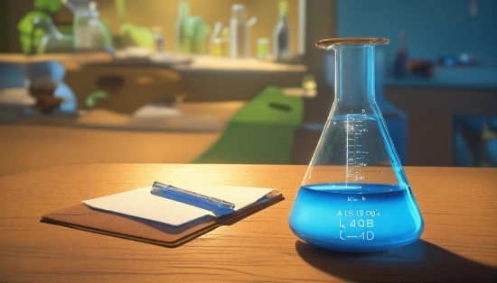 Liquid, Drinkware, Blue, Laboratory Flask, Fluid, Wood