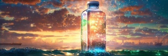 Liquid, Sky, Cloud, Bottle, Light, Water