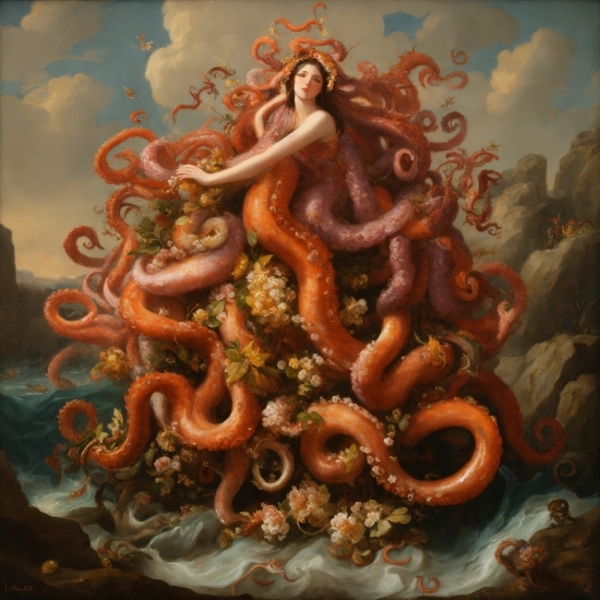 Marine Invertebrates, Art, Octopus, Paint, Painting, Cephalopod
