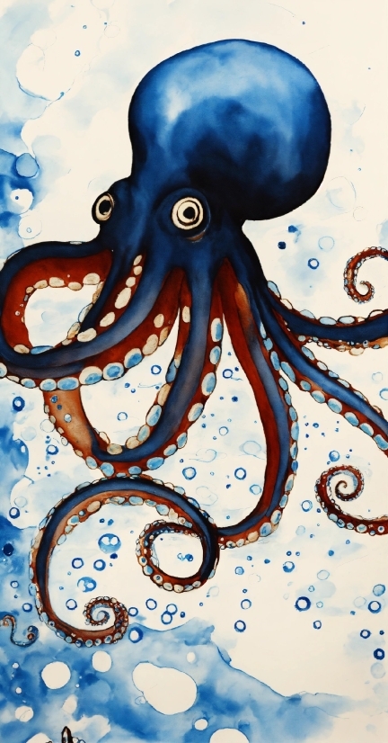 Marine Invertebrates, Octopus, Blue, Azure, Cephalopod, Cartoon