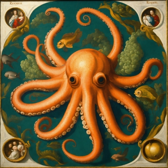 Marine Invertebrates, Octopus, Giant Pacific Octopus, Cephalopod, Octopus, Art