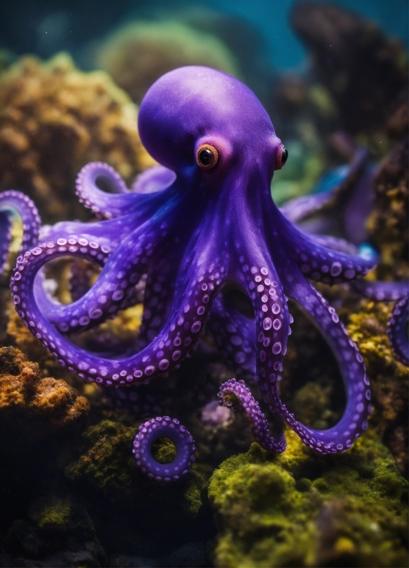 Marine Invertebrates, Purple, Natural Environment, Organism, Underwater, Octopus