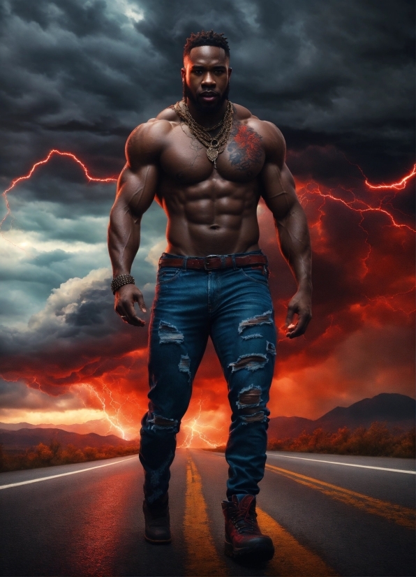 Muscle, Flash Photography, Bodybuilder, Standing, Sleeve, Cloud
