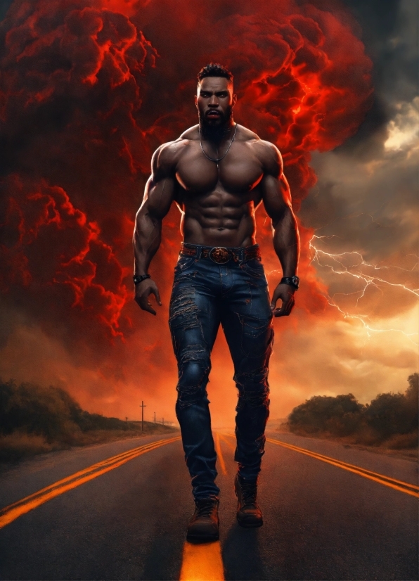 Muscle, Flash Photography, Standing, Red, Cg Artwork, Fictional Character