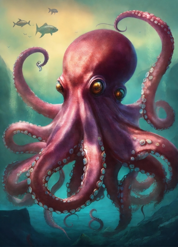 Octopus, Marine Invertebrates, Organism, Cephalopod, Art, Pink
