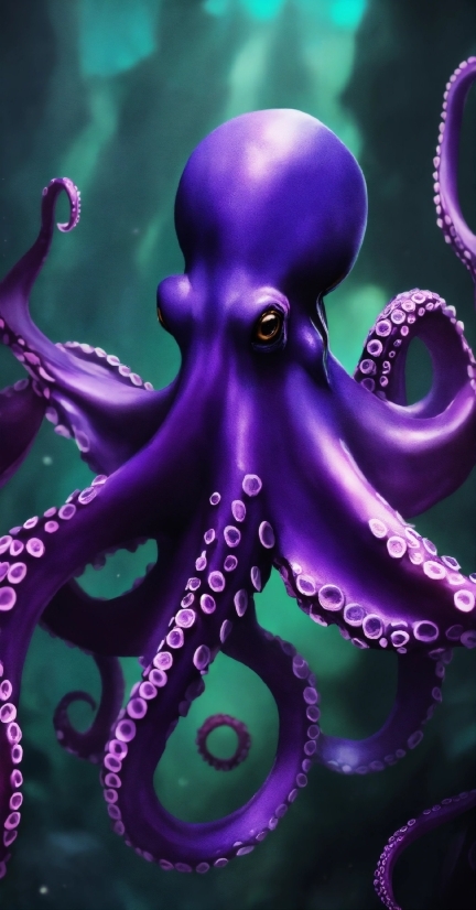 Octopus, Purple, Marine Invertebrates, Giant Pacific Octopus, Organism, Violet