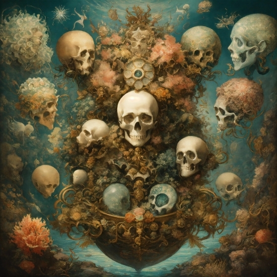Organism, Art, Bone, Skull, Font, Symmetry