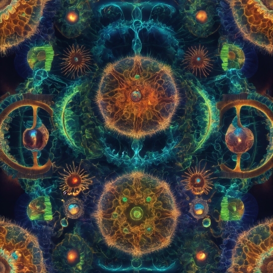Organism, Art, Symmetry, Circle, Pattern, Electric Blue