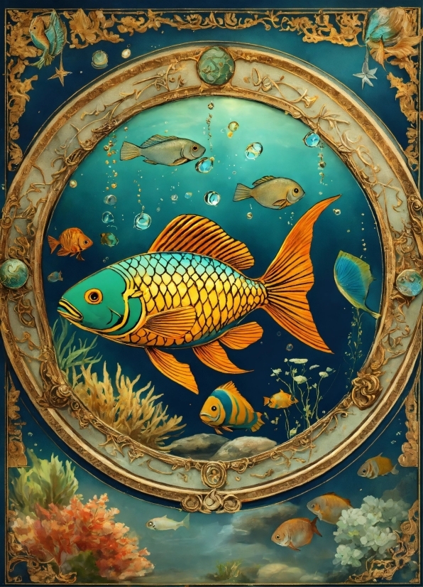 Organism, Fin, Fish, Painting, Art, Rectangle