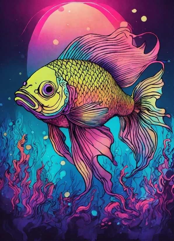 Organism, Fin, Underwater, Pink, Art, Fish