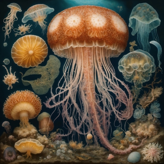 Photograph, Marine Invertebrates, Jellyfish, Nature, Blue, Natural Environment