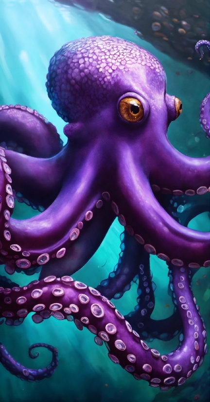 Photograph, Octopus, Marine Invertebrates, Purple, Blue, Organism