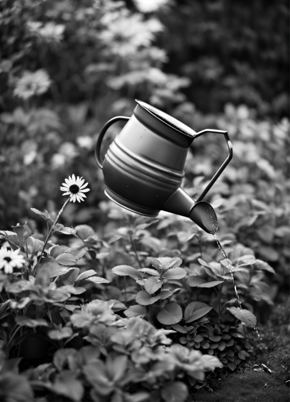 Plant, Drinkware, Flower, Branch, Black-and-white, Grey